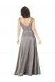 Pearl Grey V-Neck Sleeveless Long Prom Dress Canada Supplier