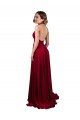 Burgundy V-Neck Sleeveless Open Back A-Line Long Sexy Prom Dress Canada Supplier