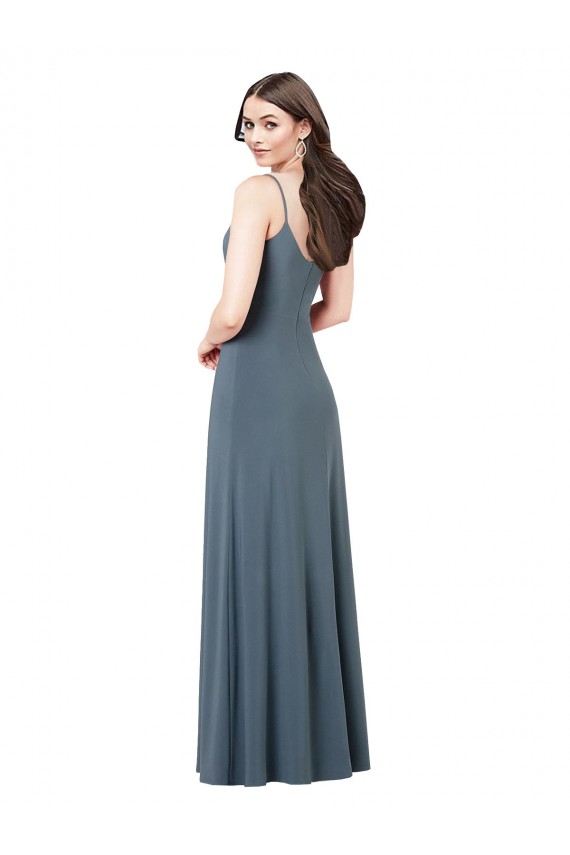 Slate Grey V-Neck Sleeveless Low Back Long Sexy Prom Dress Canada Supplier