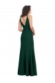 Midnight Green V-Neck Sleeveless V-Back Long Evening Prom Gowns Canada Supplier