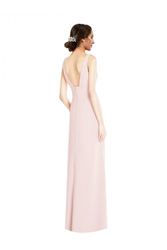 Pink V-Neck Sleeveless Low Back Long Prom Dress Canada Supplier