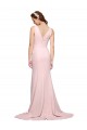 Pink V-Neck Sleeveless V-Back Sweep Train Prom Dress Canada Supplier