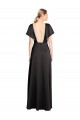 Black V-Neck Cap Sleeves Open Back Long Prom Dress Canada Supplier