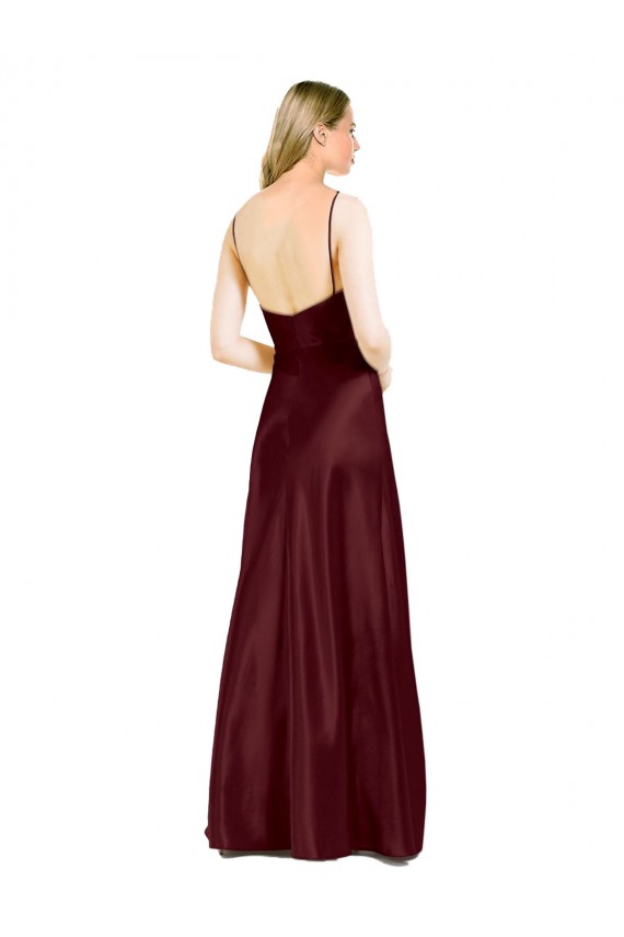 Burgundy Gold V-Neck Sleeveless Long Prom Dresses Canada Supplier