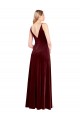 Burgundy V-Neck Sleeveless V-Back Stretch Velvet Long Prom Dress Canada Supplier