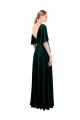 Dark Green V-Neck Flutter Sleeves V-Back Long Prom Dress Canada Supplier