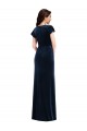 Dark Navy V-Neck Flutter Sleeves Long Prom Dress Canada Supplier