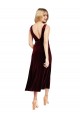 Burgundy V-Neck Sleeveless V-Back Midi Length Prom Dress Canada Supplier
