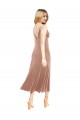 Pink V-Neck Sleeveless V-Back Midi Length Prom Dress Canada Supplier