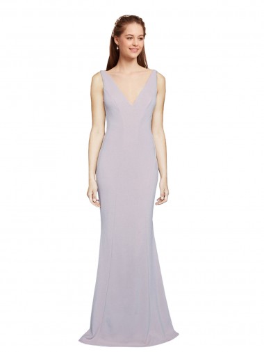 Arctic Lilac V-Neck Sleeveless Keyhole Back Long Prom Dress Canada Supplier