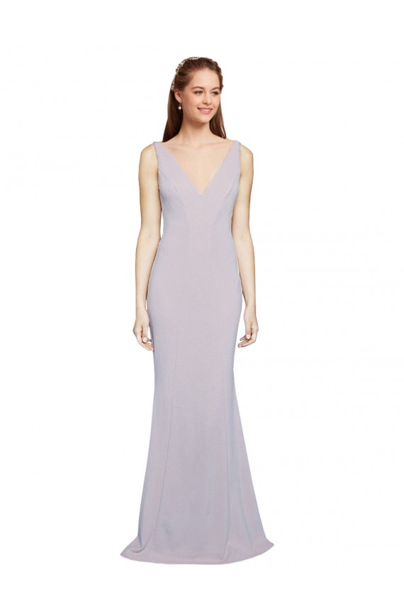 Arctic Lilac V-Neck Sleeveless Keyhole Back Long Prom Dress Canada Supplier