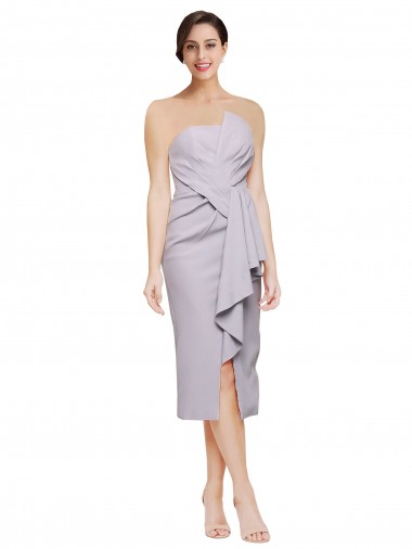 Arctic Lilac Strapless Sleeveless Low Back Cocktail Length Prom Dress Canada Supplier