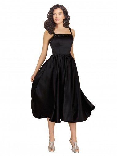 Black Square Neck Sleeveless Knee Length Prom Dress Canada Supplier