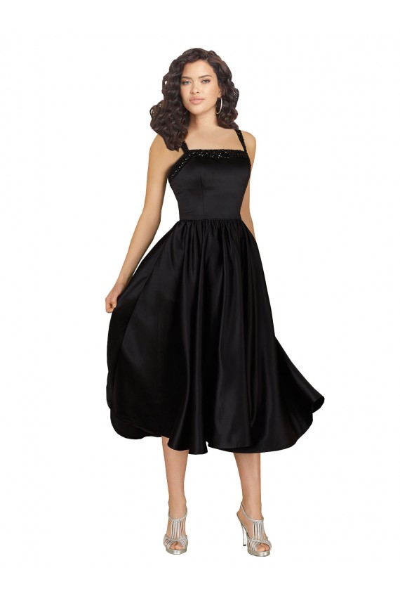 Black Square Neck Sleeveless Knee Length Prom Dress Canada Supplier