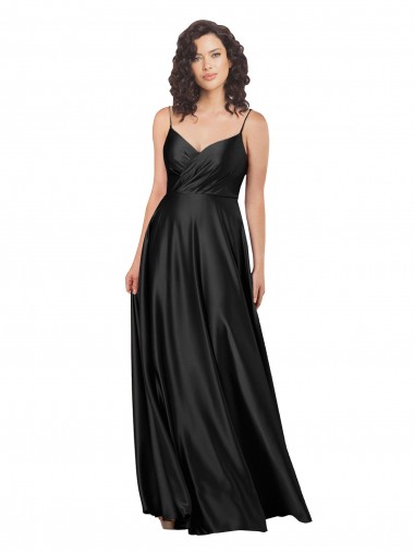 Black V-Neck Sleeveless Low Back A-Line Long Evening Prom Gowns Canada Supplier