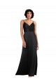 Black V-Neck Sleeveless Silky Satin Long Prom Dress Canada Supplier