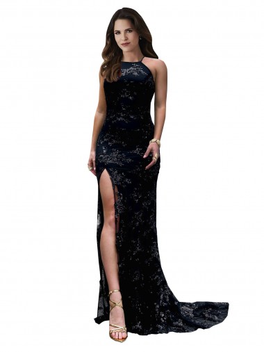Black High Neck Sleeveless Open Back Long Sexy Prom Dress Canada Supplier