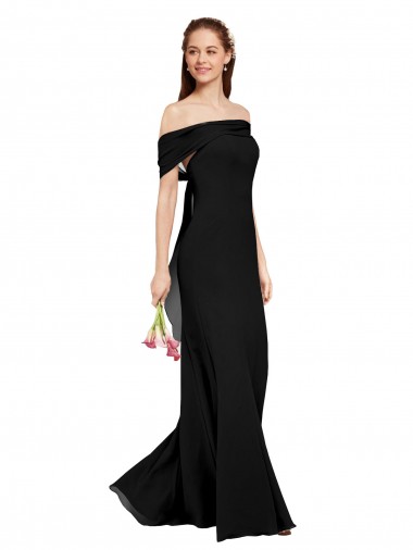 Black Off the Shoulder Sleeveless Long Evening Prom Gowns Canada Supplier