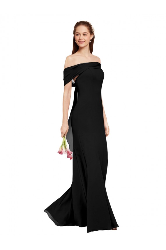 Black Off the Shoulder Sleeveless Long Evening Prom Gowns Canada Supplier