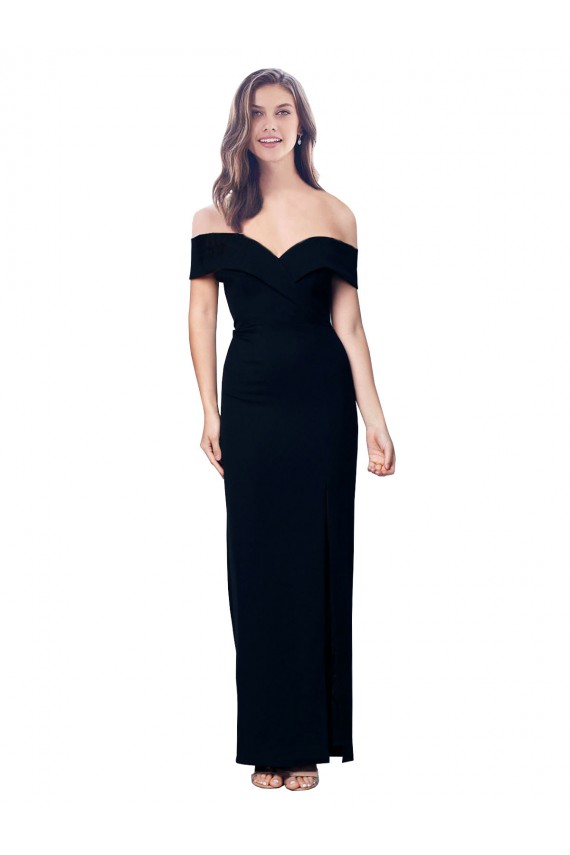 Black Sweetheart Sleeveless Stretch Crepe Long Prom Dress Canada Supplier