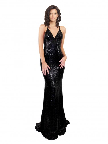 Black V-Neck Sleeveless Criss Cross Open Back Long Sexy Prom Dress Canada Supplier
