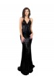 Black V-Neck Sleeveless Criss Cross Open Back Long Sexy Prom Dress Canada Supplier