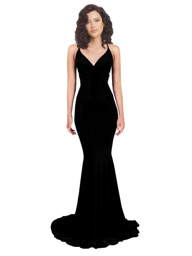 Black V-Neck Sleeveless Open Back Spandex Long Sexy Prom Dress Canada Supplier