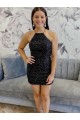 Black Halter Neck Sleeveless Short Short Homecoming Prom Dress Canada Supplier