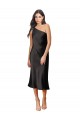 Black One Shoulder Sleeveless Midi Length Prom Dress Canada Supplier