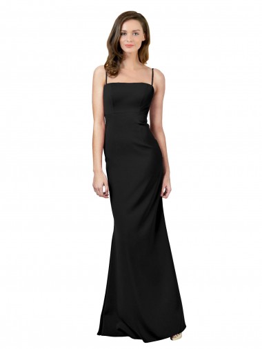Black Square Neck Sleeveless Open Back Long Prom Dresses Canada Supplier