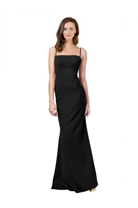 Black Square Neck Sleeveless Open Back Long Prom Dresses Canada Supplier