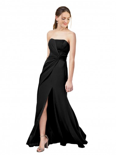 Black Strapless Sleeveless Low Back Long Evening Prom Gowns Canada Supplier