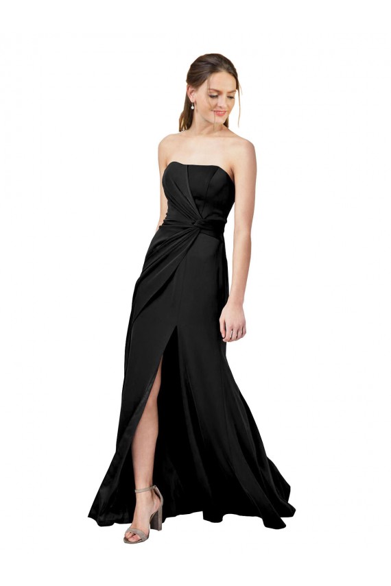 Black Strapless Sleeveless Low Back Long Evening Prom Gowns Canada Supplier