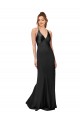 Black V-Neck Sleeveless Criss Cross Back Long Prom Dress Canada Supplier