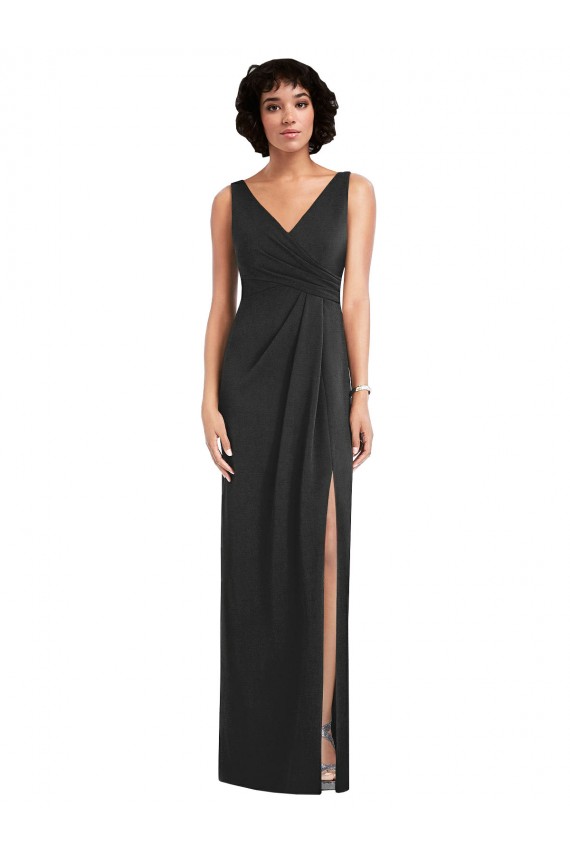Black V-Neck Sleeveless V-Back Long Prom Dress Canada Supplier