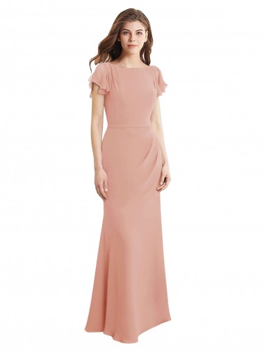 Bliss Pink High Neck Sleeveless Low Back Long Prom Dress Canada Supplier