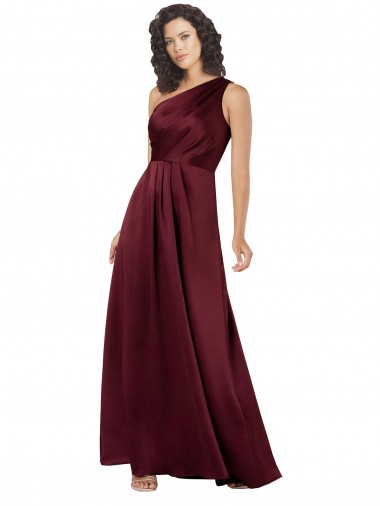 Burgundy One Shoulder Sleeveless Long Prom Dress Canada Supplier