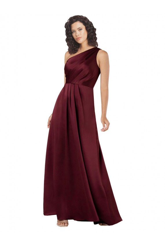Burgundy One Shoulder Sleeveless Long Prom Dress Canada Supplier