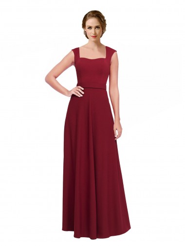Burgundy Square Neck Sleeveless Long Prom Dress Canada Supplier