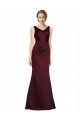 Burgundy V-Neck Sleeveless Low Back Satin Long Prom Dress Canada Supplier
