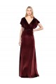 Burgundy V-Neck Flutter Sleeves Open Back Long Prom Dress Canada Supplier