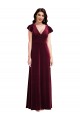 Burgundy V-Neck Flutter Sleeves Long Prom Dress Canada Supplier