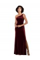 Burgundy One Shoulder Sleeveless Long Sexy Prom Dress Canada Supplier