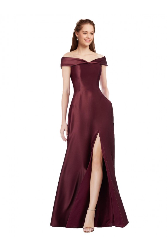 Burgundy Gold Strapless Cap Sleeves Long Prom Dress Canada Supplier