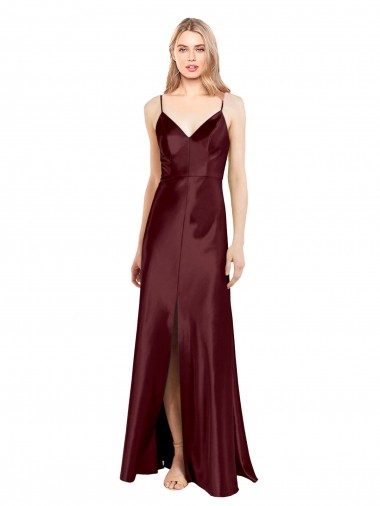 Burgundy Gold V-Neck Sleeveless Long Prom Dresses Canada Supplier
