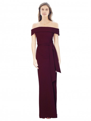 Burgundy Gold Off the Shoulder Sleeveless Low Back Long Prom Dress Canada Supplier