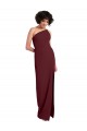 Burgundy Gold One Shoulder Sleeveless Stretch Crepe Long Prom Dress Canada Supplier