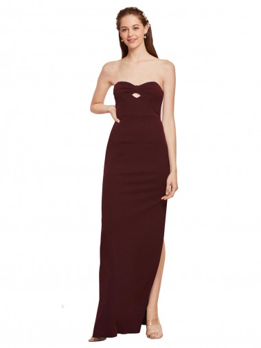 Burgundy Gold Strapless Sleeveless Long Prom Dresses Canada Supplier