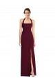 Burgundy Gold Halter Neck Sleeveless Open Back Long Prom Dress Canada Supplier