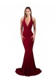 Burgundy V-Neck Sleeveless Open Back Spandex Long Sexy Prom Dress Canada Supplier